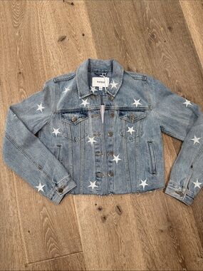 pistola Light Blue Denim Jacket with White Star Print